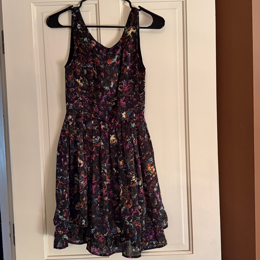 Jack fit and flare black printed dress